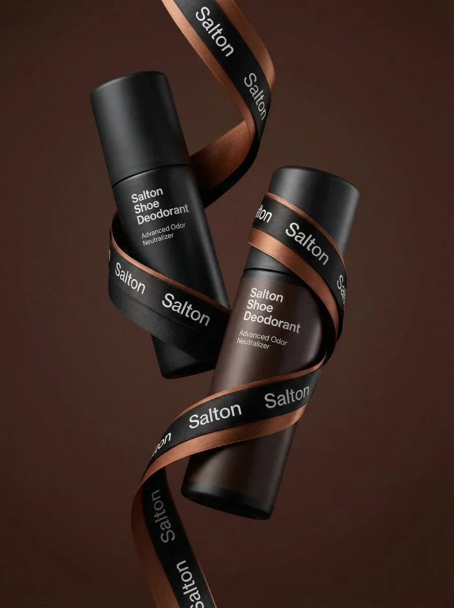 A product photo in a premium advertising style. Two tall mat