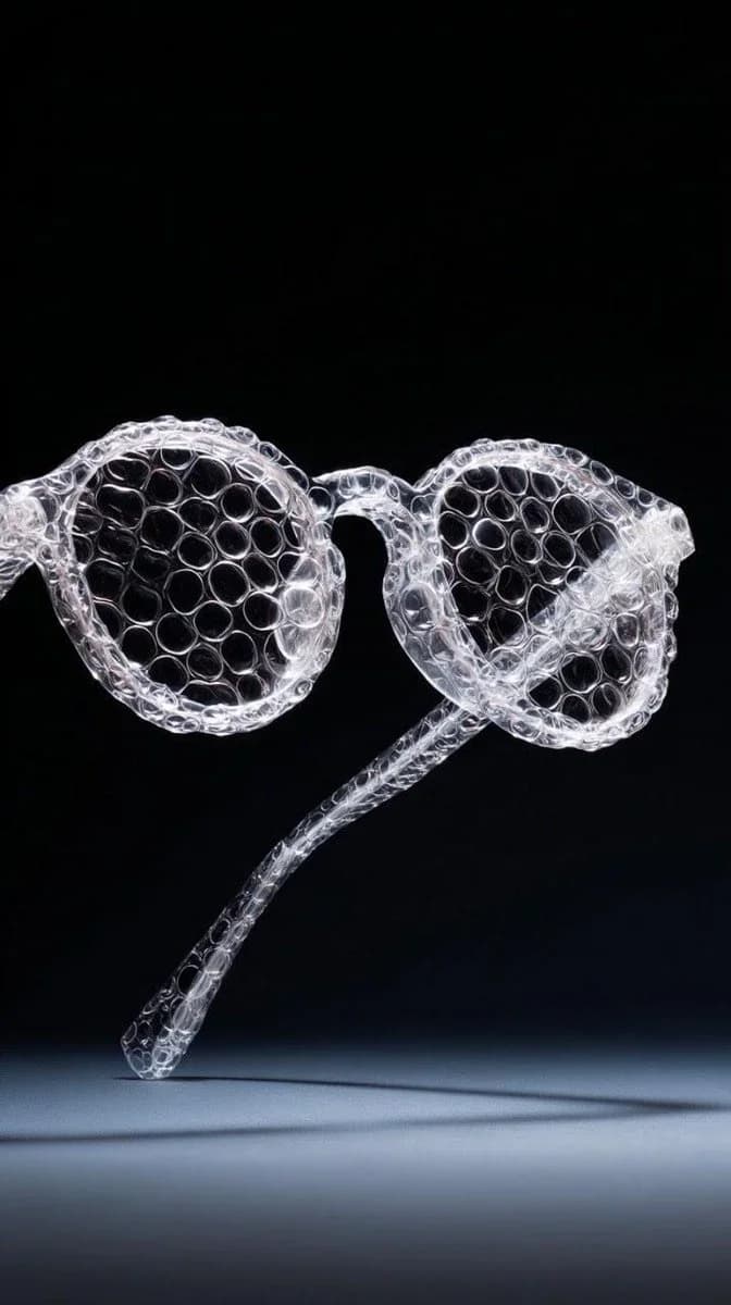 {
"prompt": "A studio shot of a transparent bubble wrap fa