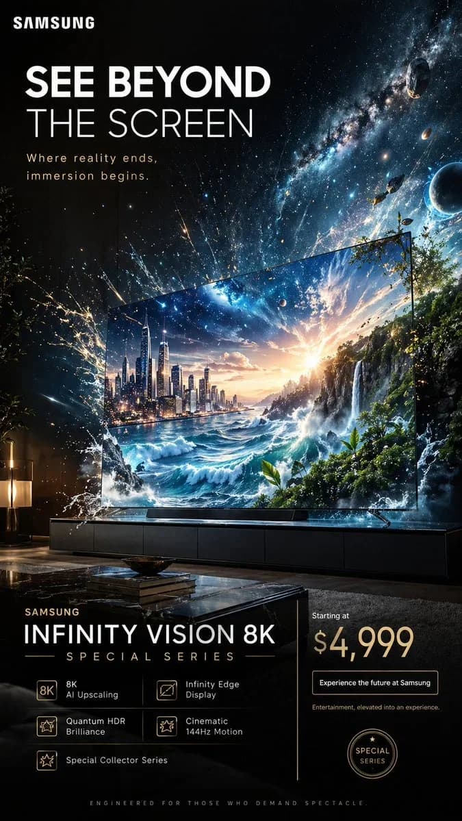 Create a spectacular 9: 16 vertical advertising poster for a