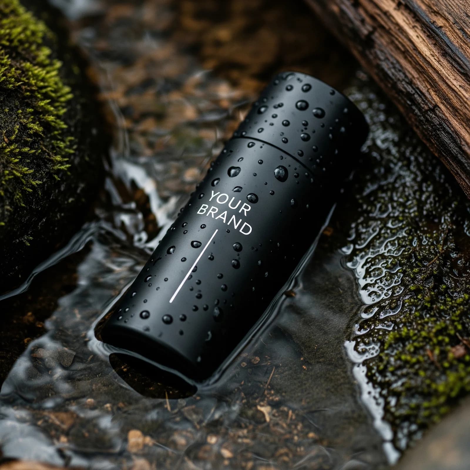Imagen prompt: A photo of a black matte, cylindrical perfume bott...