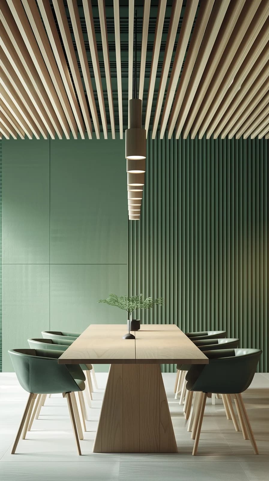 Midjourney prompt: photorealism, modern minimalist office meeting roo...