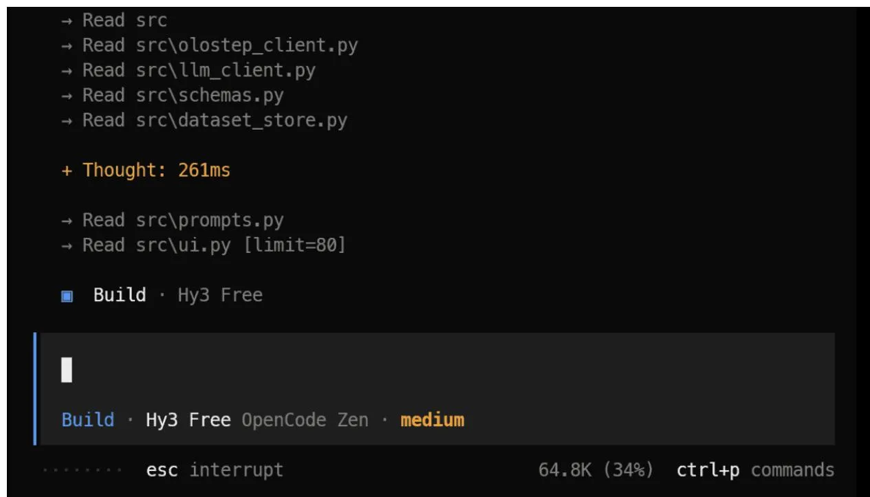 OpenCode interface in terminal