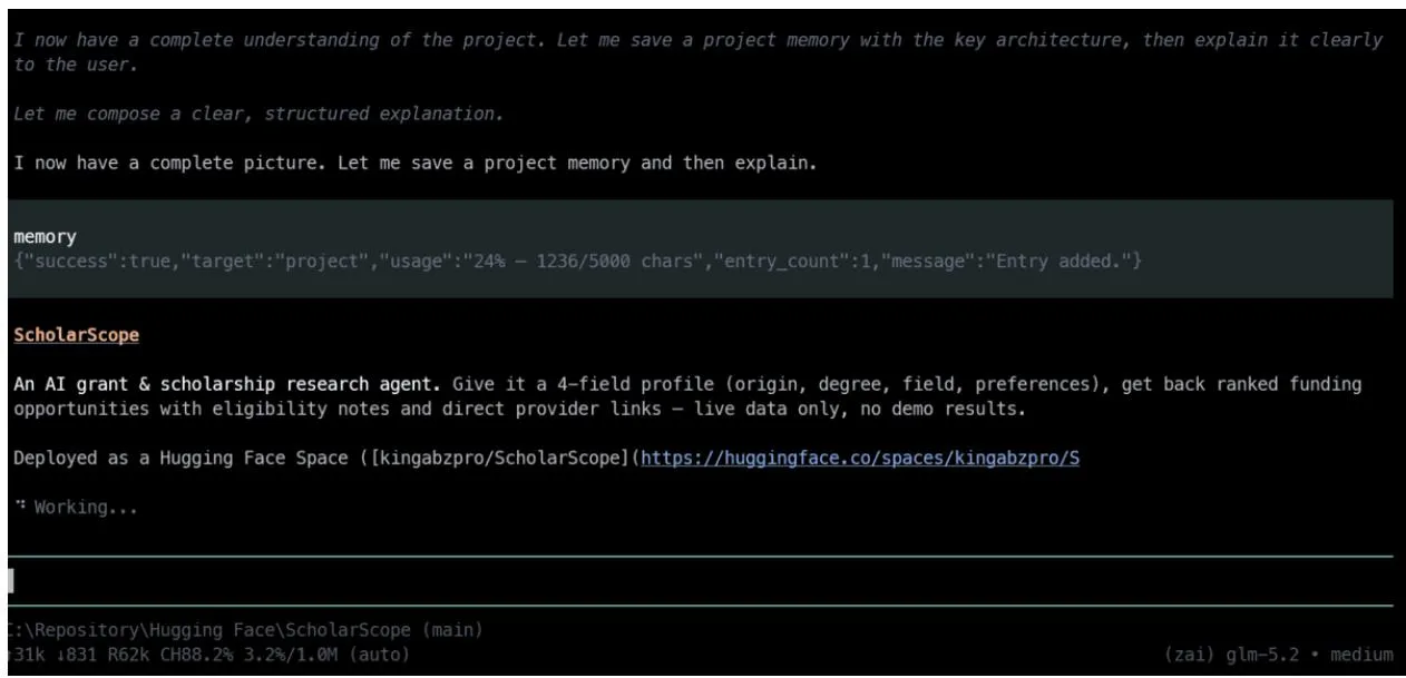 Pi coding session