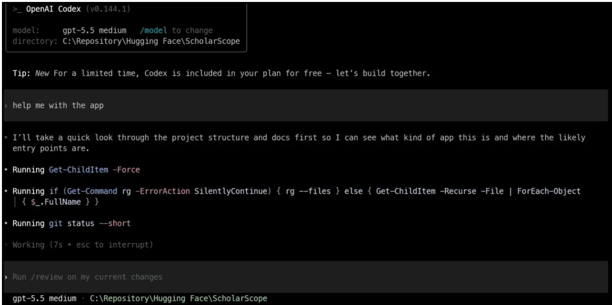 Codex CLI in terminal