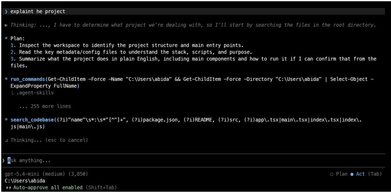 Cline in editor interface
